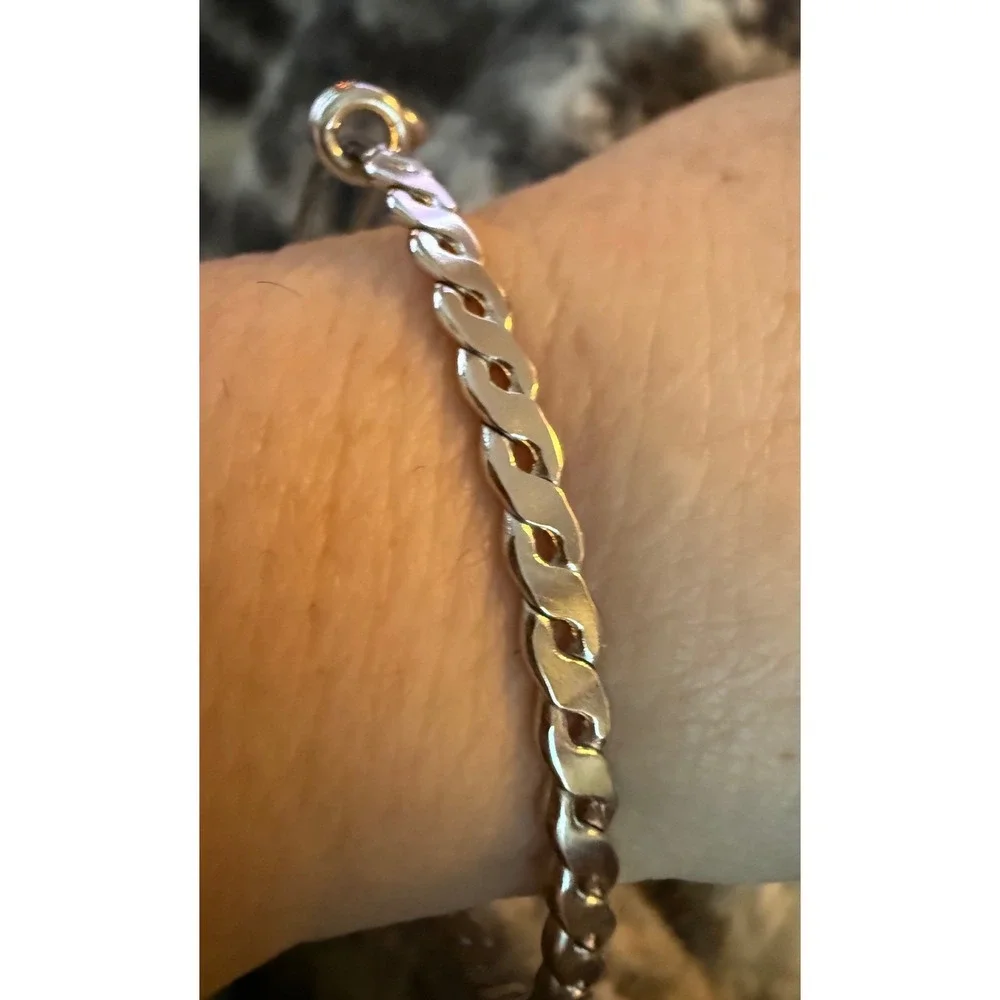Teacher Appreciation Silver Bangle Bracelet Big Heart Teach Little Minds‎ Apple